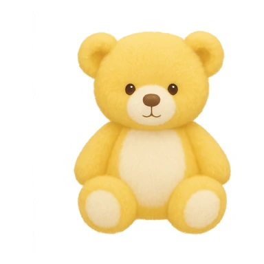 Change the teddy bear's fur to yellow and white, keep it soft and plush, no shadows, flat lighting, no background. The style should maintain the original look of the teddy bear. sticker
