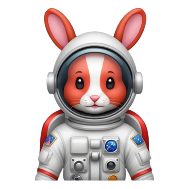 red rabbit with astronaut costume sticker