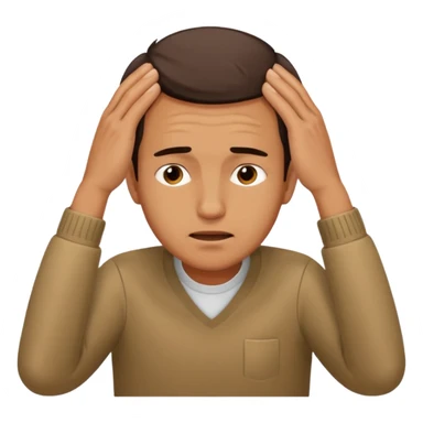 An overwhelmed man touching his forehead with his hands sticker