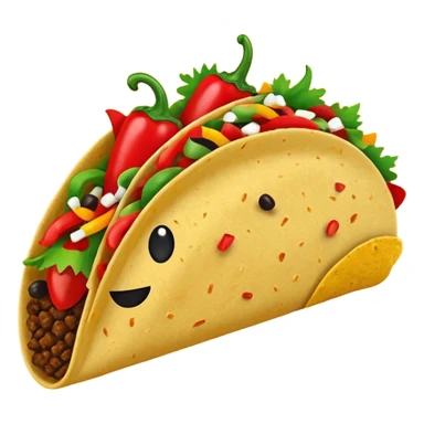 Mexican cuisine humanless avatar in bright style illustration. Taco with peppers, colorful palette, simple shapes, flat design, festive and bold. sticker