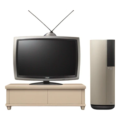 Lg tv on a beige tv stand sticker