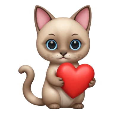 The Siamese cat is holding a heart 3d sticker