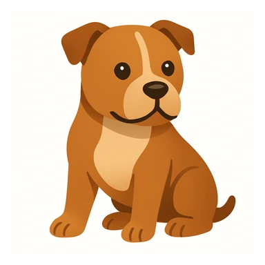 Create an emoji style illustration of a Staffordshire Bull Terrier in brown color. The style should resemble apple style emojis with concise details and no text. sticker