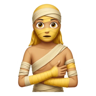 mummy wrapped in yellowed bandages, one arm stretched forward.
 sticker