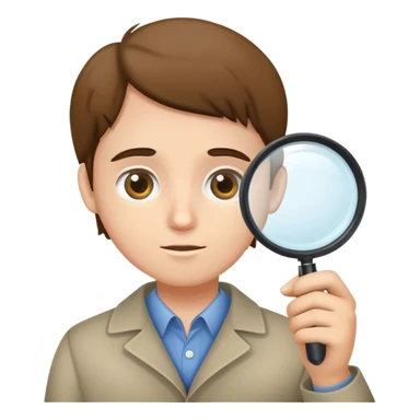 person examining with magnifying glass sticker