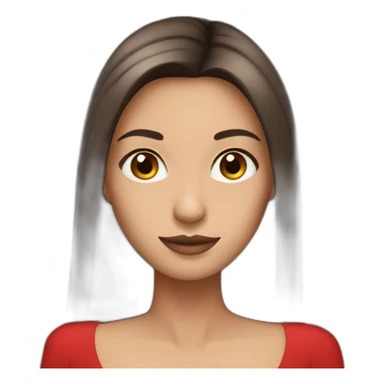 brunette with long straight hair with brown eyes in an evening red dress sticker