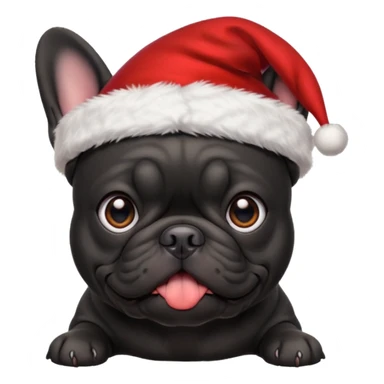 christmassy black french bulldo sticker