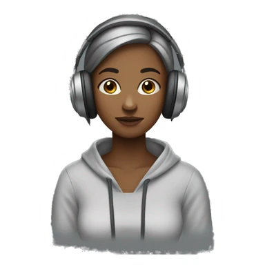 Girl with headphones  i said no eyes. Wearing hoodie of ofgray color hairs are brown and and upto shoulders.  sticker