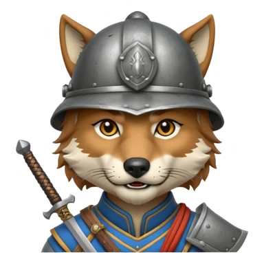 wolf face, mogolian ancient with small sword back and steel helmet sticker