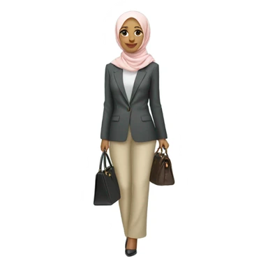 Rich hijabi girl wearing a blazer and pants with a birkin sticker