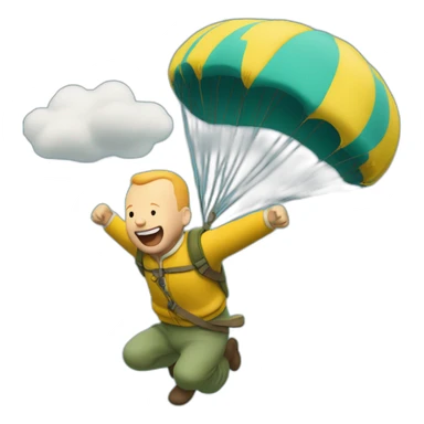 Tintin saut en parachute sticker