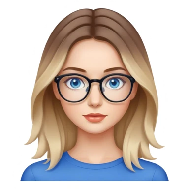 Shoulder length Balayage pale model lady with glasses and blue eyes  sticker