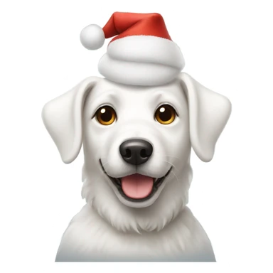White dog wearing a Christmas hat sticker