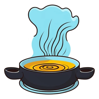 gourmet dish with steam and aroma waves sticker