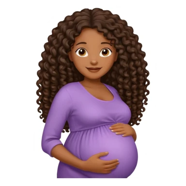 Black pregnant woman with long curly hair sticker