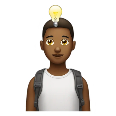 young creative artist with bulb on his head sticker