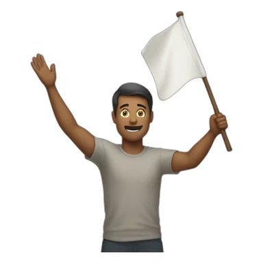 Man Surrenders waving white flag sticker