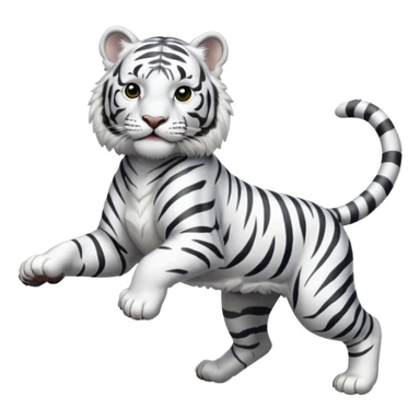 A white tiger pouncing at the screen with silver accsents make it less cartoon looking and more realism  sticker