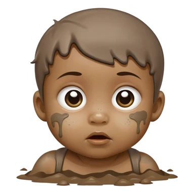 dirty baby with mud on face looking sneaky mischievous sticker
