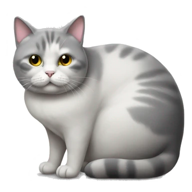 morbidly obese white and grey cat sticker