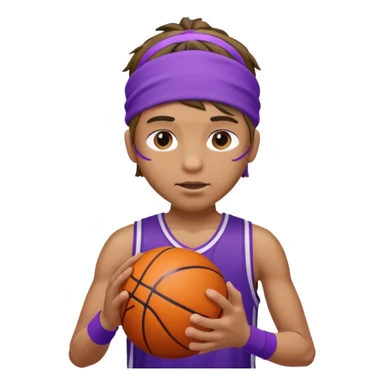 Basketball guy with purple headband, hold ball sticker