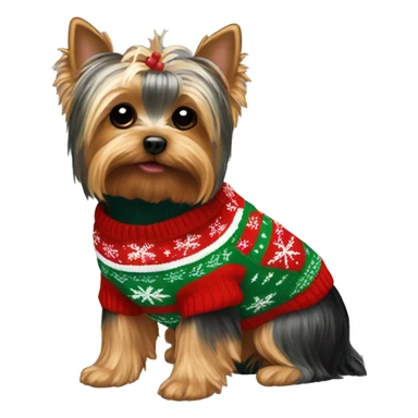 Yorkie in a Christmas sweater  sticker