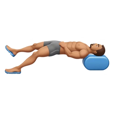 buff guy lying lats down on foam-roller sticker