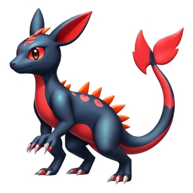 Cute Shiny Guilmon-Quilava-Salandit-Umbreon-Fakémon-hybrid-creature (full body)  sticker