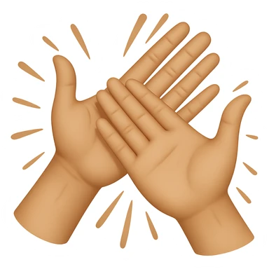 Focus the edit on the hands only, adding more motion lines to emphasize the palms slapping together. Keep the background transparent. The original style is a transparent background illustration with emphasis on hand motion. sticker