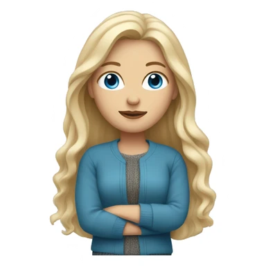 White woman with long blonde hair and blue eyes in layered sweaters  sticker
