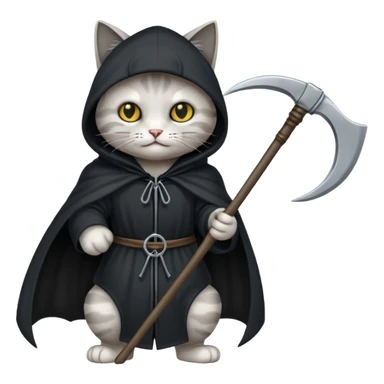 cat fighting the grim reaper  sticker