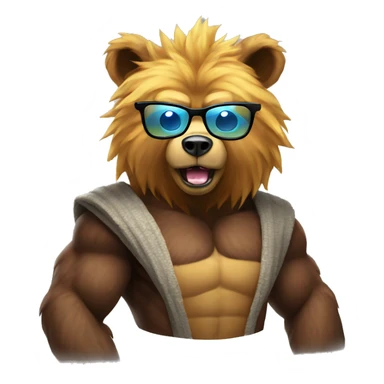 super saiyan bear with glasses sticker