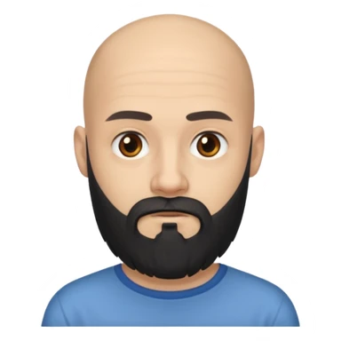 black long beard bald man with shirt sticker