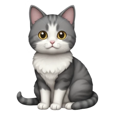 full body small short hair dark grey and white cat sticker