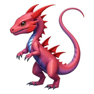 Cute Shiny mauve iridescent Guilmon-Salandit-Fakémon-hybrid-creature (full body)  sticker