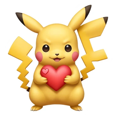 cute Pikachu Pokémon holding a heart and blushing sticker