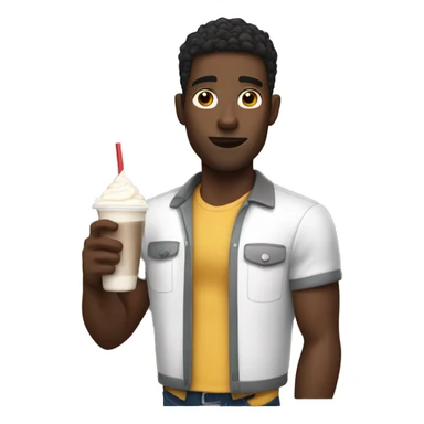 black man holding a milkshake  sticker