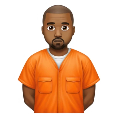 kanye west as a prison inmate with an orange overall without a cell sticker