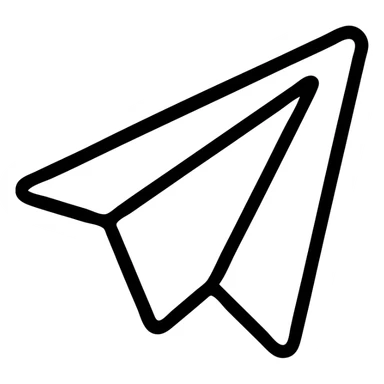 Telegram paper plane icon, outlined, with subtle shadow, modern look, white background sticker