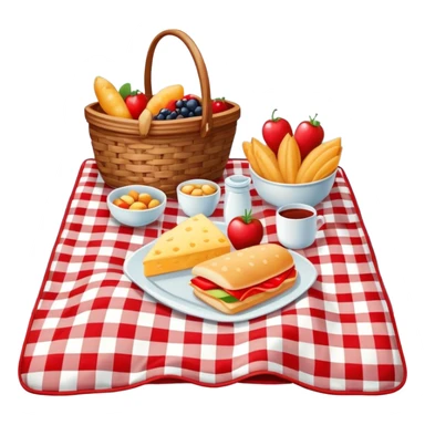 picnic blanket with food by a lake sticker