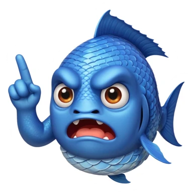 blue fish holding up a middlefinger towards the camera sticker