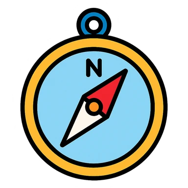 colorful compass icon, clear north arrow sticker