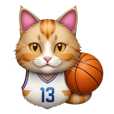 Un gatto con il pelo multicolore con la maglia da basket sticker