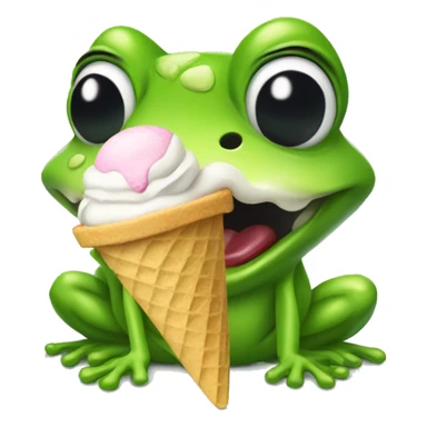 A frog eating an icecream sticker