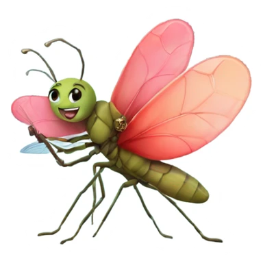 Bug holding a love heart dragonfly sticker