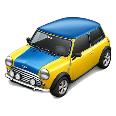 blue mini Cooper with yellow tri sticker