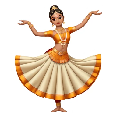cinematic-realistic-bharatanatyam-dance-emoji,-depicted-as-an-elegant-classical-indian-dance-performance-with-graceful-poses,-intricate-costumes,-and-expressive-hand-gestures,-rendered-with-rich-textures-and-warm-dramatic-lighting, single dancer full body  sticker