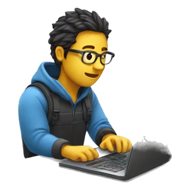 The programmer writes code on a laptop sticker