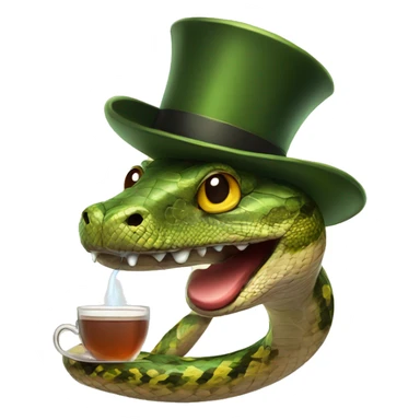 Snake with top hat monocle mustache and a tea sticker