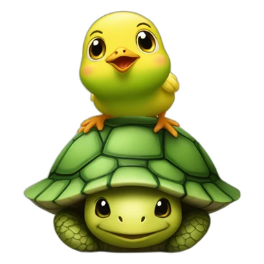 chick on turtles head sticker